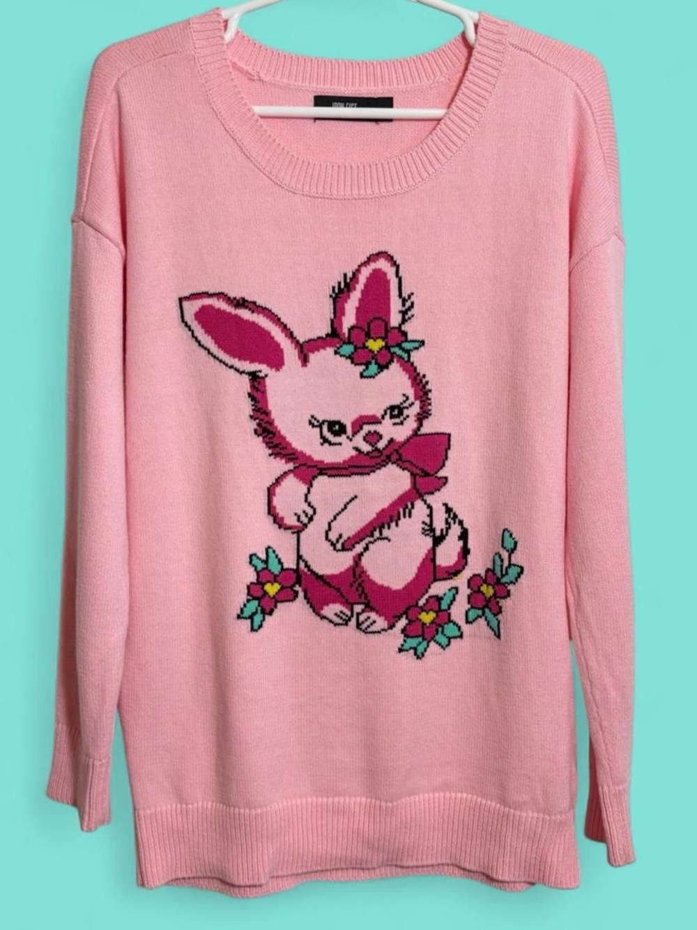 Iron Fist Pink Bunny Graphic Crewneck Sweater oversized Xsmall